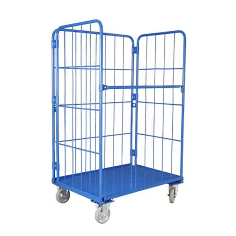 Logistics Cart Cargo Storage Roll Cage Trolley with Castors From Chinese Supplier Metal Laundry Trolley with Wheels