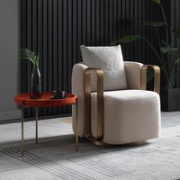 Fauteuil de Salon Capitonné en Velours, Luxueux, en Acier Inoxydable, pour Chambre, Hôtel ou Détente