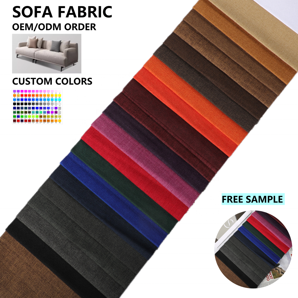 100% Polyester Linen-Look Woven Fabric Breathable and Yarn Dyed with Plain  Style for Sofa Upholstery and Kenya Sofa Cover