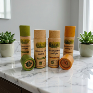 Tube en papier kraft brun prêt à l'emploi, personnalisable avec impression de marque, pour conteneur de bâton de parfum solide fait main - Product Image 1