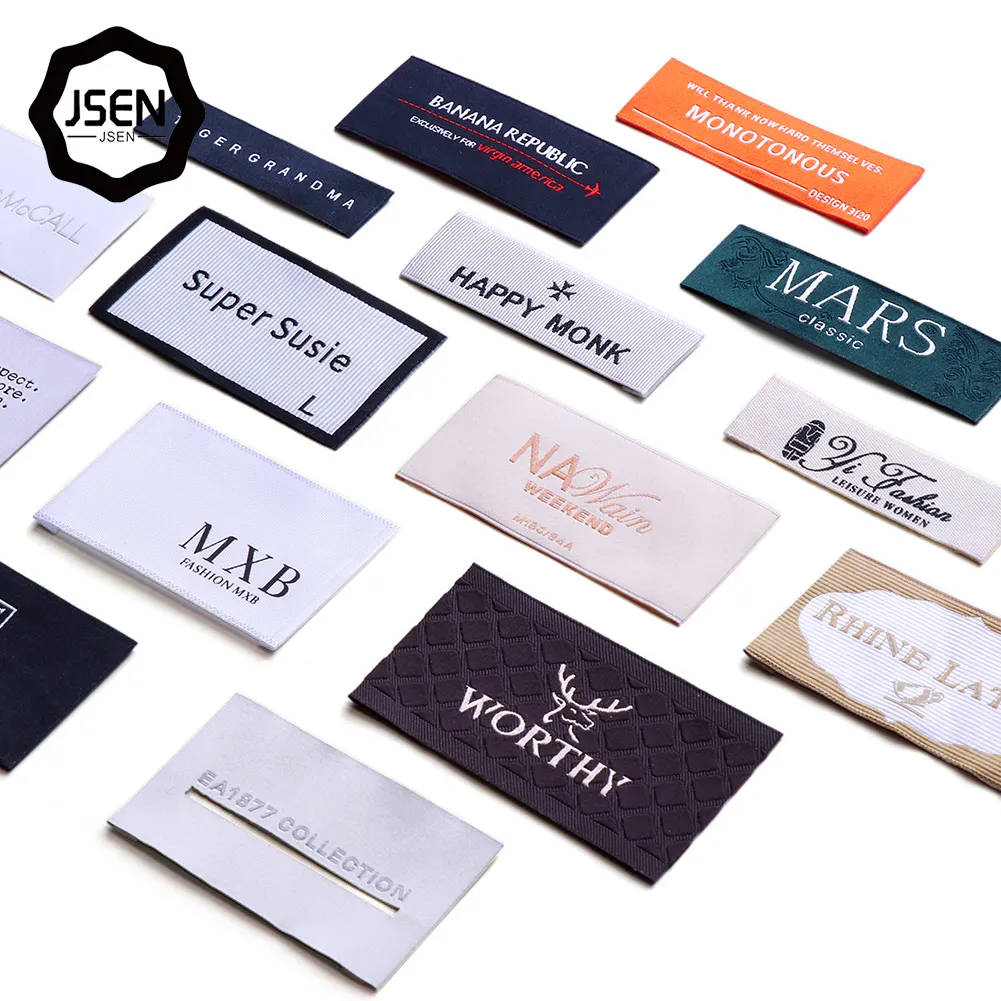 Excellent quality Custom Logo and Size and Folded Textile Neck Woven Tags Labels for Clothing
