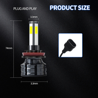 Ampoule de phare de voiture led, COB à haute luminosité, r380, 4 côtés, K9 880 9005 9006 9012 H1 H3 H7 H11