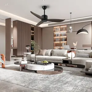 Hot Selling Nordic Style Living Room Office Interior Decoration Orient Ceiling Fan Black And Wood Natural Wood