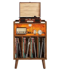 Ouden Hout Speler Stand, Vinyl Platenopslag Organizer Houten Draaitafel Stand Vinyl Record Opslag Platenspeler Tafelstandaard