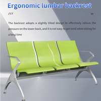 Banc d'attente moderne 3 places en fer rembourré vert, durable, pour hôpital, aéroport, bureau, clinique, meubles de salle d'attente publique