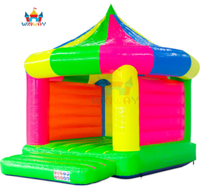 Château gonflable arc-en-ciel néon - Mini château rebondissant coloré pour les fêtes d'anniversaire des tout-petits et les jeux en plein air - Product Image 2