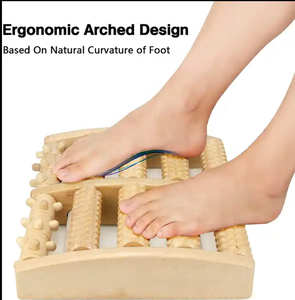 Rol pijat kaki kayu mewah polos warna alami Plantar Fasciitis pemijat tumit neuropatik pijat nyeri kaki - Product Image 2
