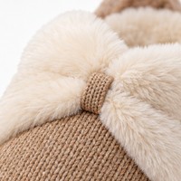 Pantoufles d'intérieur en tricot camel, pantoufles mules croisées en peluche, chaussures d'intérieur chaudes pour femmes