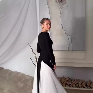 Nouvelle Collection : Robes Longues Élégantes pour Femme – Idéales pour Soirées, Cérémonies et Mariages – Robe Ajustée à Couleurs Contrastées et Détails Épissés - Product Image 6