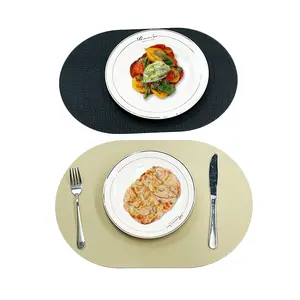 Cheap Table Set de Mats kitchen Decoration Washable Easy To Clean Placemat Leather Table Dish Mat