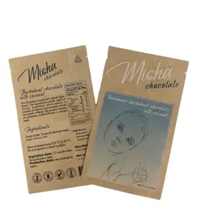 Custom Logo Smell Proof Reusable Kraft Paper Bags Three Side Sealed Packaging Homemade Coconut Milk Powder Bags