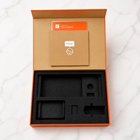 Caja Magnética con Tapa Abatible Naranja, Kit de Computadora, Inserto de Espuma Kraft, Caja de Regalo Personalizable