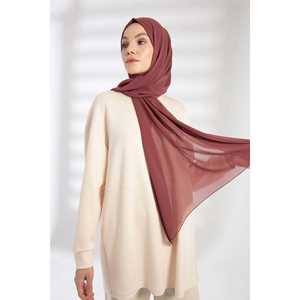 ผ้าคลุมศีรษะชีฟองสีพื้นประดับดอกกุหลาบแห้ง สไตล์ตะวันออกกลาง สำหรับใช้ในชีวิตประจำวัน เนื้อผ้าบางเบา - Product Image 4