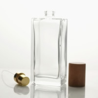 Vente en gros de flacons de parfum en verre rectangulaires de 50 ml (1 oz) avec bouchons en bois