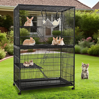 Cage tubulaire de luxe pour petit animal avec roulettes de relocalisation et clapier à lapins à plusieurs niveaux