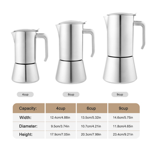 <span class=keywords><strong>Cafetera</strong></span> Moka de <span class=keywords><strong>Acero</strong></span> <span class=keywords><strong>Inoxidable</strong></span> de 4, 6 y <span class=keywords><strong>9</strong></span> <span class=keywords><strong>Tazas</strong></span>, <span class=keywords><strong>Cafetera</strong></span> <span class=keywords><strong>Italiana</strong></span>, Percoladora de Café, <span class=keywords><strong>Cafetera</strong></span> Espresso para Estufa - Product Image 2