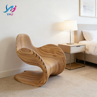 Fauteuil de détente contemporain en bois massif ondulé |   Chaise durable et écologique pour chambre à coucher, salon, bureau à domicile, patio