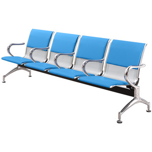 Chaise de rang en acier inoxydable de style moderne chaise de perfusion à quatre places pour le repos public dans les aéroports et le banc d'attente pour le salon - Product Image 5
