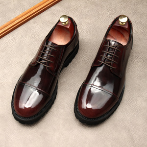 Zapatos de Cuero Formales y Casuales de Negocios, Estilo Británico Moderno con Cordones y Punta Redonda, Versión Europea, Mocasines de Piel de Vaca - Product Image 4