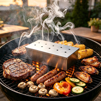 Boîte à fumée pour barbecue en acier inoxydable, boîte à copeaux de bois pour fumer, pour barbecue en plein air