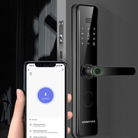 Cerradura Inteligente para Puerta con Huella Dactilar KROVI DZ01, con Teclado de Contraseña, Almacenamiento en la Nube y Ranura para Tarjeta de Memoria, para Puertas de Madera