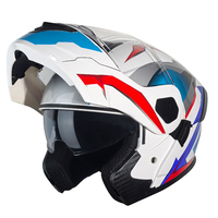Casque de moto intégral modulaire ABS avec décalcomanie rouge nuit - Prêt à l'emploi - Unisexe - Vente directe usine
