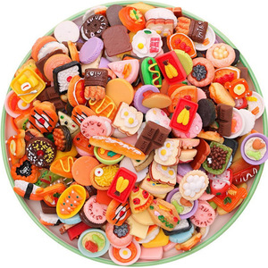 Miniatura de resina de imitación de chocolate, pan, tarta de huevo, galletas y alimentos secos, hecha a mano, para joyería y adorno. - Product Image 5