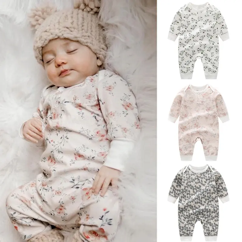 whole pajamas of children without foot Baby Bodysuit Long Sleeve Organic cotton snap crotch winter Unisex newborn Baby jumpsuit