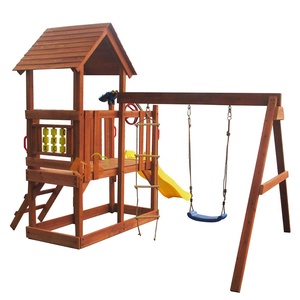 Wooden Garden Patio Outdoor kids slide wooden swing set