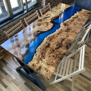 Muebles de Exterior de Lujo de <span class=keywords><strong>Alta</strong></span> Calidad, <span class=keywords><strong>Mesa</strong></span> de Comedor <span class=keywords><strong>Rectangular</strong></span> de Madera Maciza con Resina Epoxi, Modelo River Coffee - Product Image 5
