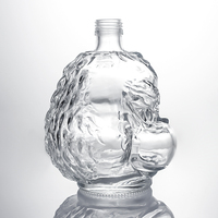 Bouteilles en verre personnalisées de luxe en forme de visage d'animal avec bouchon à vis et décalcomanie pour Vodka Whisky Brandy Gin Tequila Rhum XO