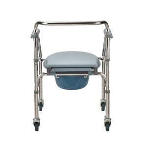 Wheeled <b>Commode</b> Chair Electroplated Steel Frame <b>Portable</b> Toilet Seat For Seniors And Pregnant Women Home Use Durable Design - Product Image 5