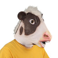 Masque de tête d'animal en latex, masque intégral drôle et effrayant, accessoires de déguisement de luxe pour Halloween, fête costumée, cosplay de vache, accessoires de Noël, club
