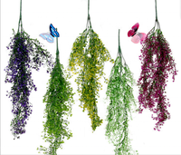 2pcs Home Outdoor Wall Decor Artificial Ivy Plastic Greenery Hanging Vine Realistic Shrubs for Indoor Outdoor Hanging Basket