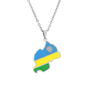 Nuova Collana con Ciondolo Mappa e <span class=keywords><strong>Bandiera</strong></span> del <span class=keywords><strong>Ruanda</strong></span> per Uomo e Donna, Colore Oro e Argento, in Acciaio Inossidabile, Gioielli Africani alla Moda, Regalo per Rwandiani - Product Image 1