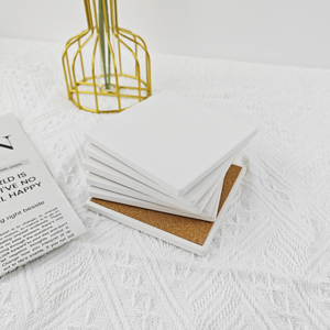 Sous-verres carrés 10x10cm en céramique mate non émaillée, design personnalisé, avec support en liège absorbant l'eau, impression UV - Product Image 6