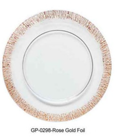 Assiettes à dîner en verre transparent à texture craquelée dorée en gros pour une décoration de table luxueuse. Convient pour les événements et les mariages