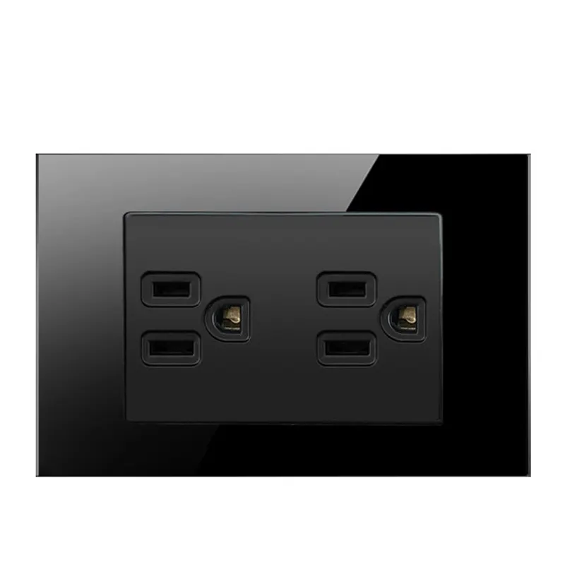 US Doppel wand steckdose Glasscheibe und Schalter Stecker Universal Strom Strom Standard Dual USB 3-polige Steckdose Kanada