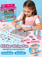 Kit de Fabricación de Pulseras con Pegatinas Holográficas, Juego de Manualidades de Joyería con Cuentas para Niños, Juguete Creativo Hecho a Mano, Regalo para Niñas de 6 Años en Adelante