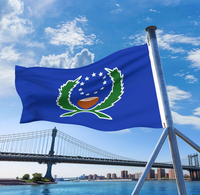 Bandera de Pohnpei de 3x5 pies, poliéster de lujo resistente y duradero, para interiores/exteriores con rayas cosidas y ojales de latón