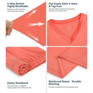 Ensemble de pyjama en viscose de bambou pour femmes, manches courtes, vêtements de nuit, taille plus, S-4X, pyjama d'été rafraîchissant - Product Image 3