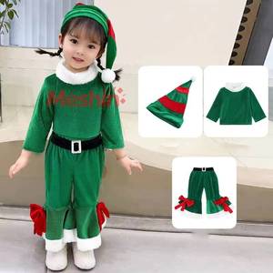 MS 2026 Nouvelle Collection Ensemble Patte d'Éléphant pour Enfants, Tenue de Noël Thème Père Noël avec Chapeau pour Filles - Product Image 4
