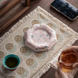 Alfombrilla octogonal de tela estilo japonés para tetera, almohadilla de aislamiento térmico, accesorio para té - Product Image 3
