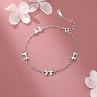 Bracelet romantique en argent sterling 925 avec nœud, bracelet chaîne en argent 925 avec breloque ruban