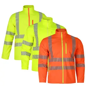 Factory Supply OEM EN 20471 Certified Hi Vis Breathable Wind And Waterproof Stretch Softshell Jacket