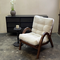 Fauteuils d'appoint modernes de style mid-century, structure en bois massif, revêtement en coton et lin, fauteuil lounge avec housse amovible, garantie 10 ans, pour le salon