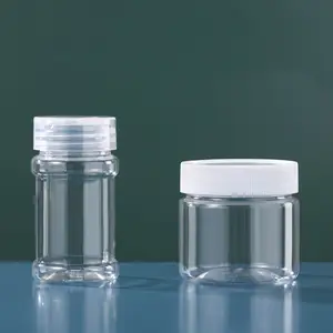 Botes transparentes de plástico para cosméticos, recipientes de plástico para mascotas con tapas