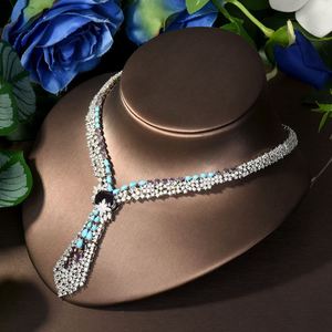 Bijoux multicolores de style antique Nouveau 4 pièces Collier Boucles d'oreilles Cubic Zirconia Set Bridal Wedding Party Accessories S-232 - Product Image 5