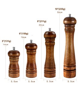 <span class=keywords><strong>Moulin</strong></span> à sel et à <span class=keywords><strong>poivre</strong></span> écologique à <span class=keywords><strong>manivelle</strong></span> pour restaurant, en bois de caoutchouc et acrylique, fonctionnement par bouton rotatif - Product Image 3