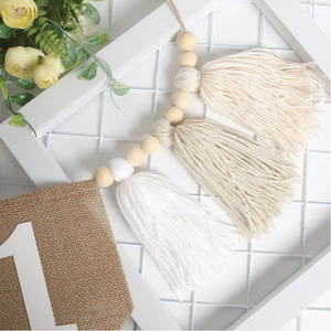 Guirlande murale multicolore pour chaise haute de 1er anniversaire, avec perles en bois et pompons, design <span class=keywords><strong>shabby</strong></span> chic, 36 pouces de long, décoration intérieure - Product Image 5